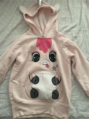 3/$20 Funzietime Light Pink Unicorn Hooded Sweatshirt with Silver Horn and pink